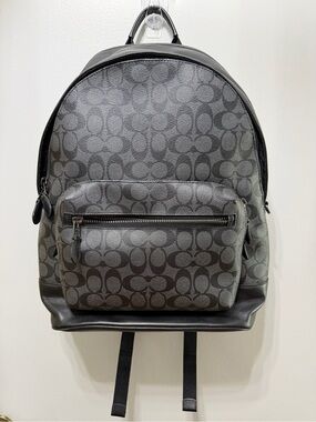 Coach West Backpack in Signature Canvas (Charcoal / Black)